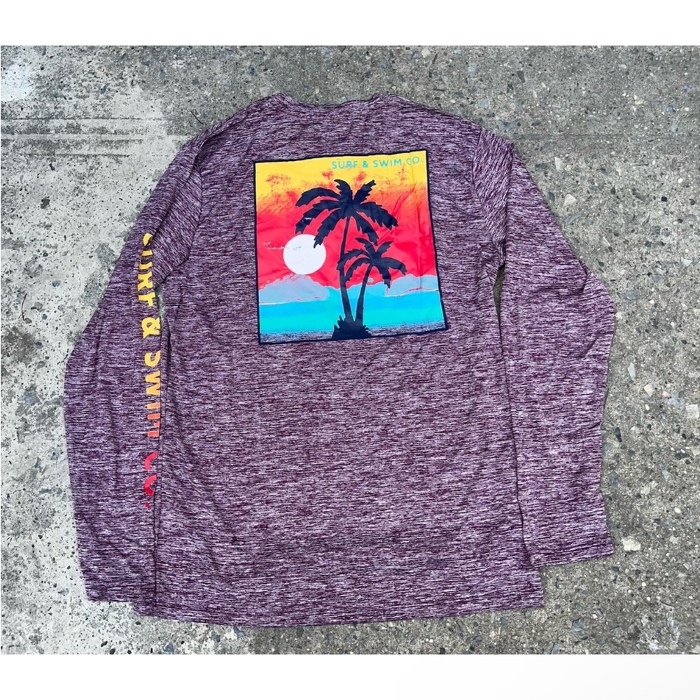 Surf & Swim Co UPF 50+ Long Sleeve Swim Tee Sky And Palms M NWT - Picture 8 of 10